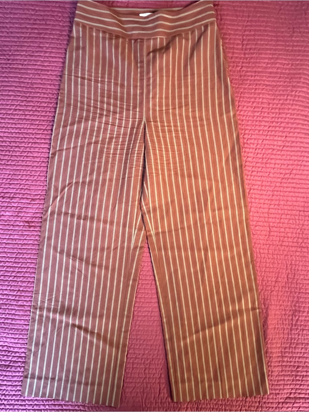 SÉZANE Jenson Trousers Earth Stripes Rust Orange Brown Wide Leg Crop FR 38 US 6